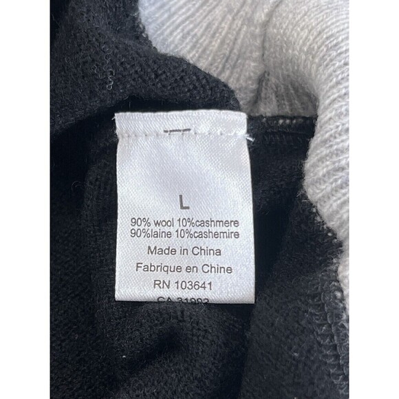 NEW K+J2 Black Wool Cashmere Crewneck Sweater Mens Grey Accent Size Large $104 - Picture 5 of 9